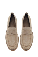 Derimod Black Male Beige Suede Leather Classic Loafer | Derimod