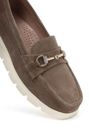 Kadın Vizon Dolgu Topuklu Süet Deri Comfort Loafer | Derimod