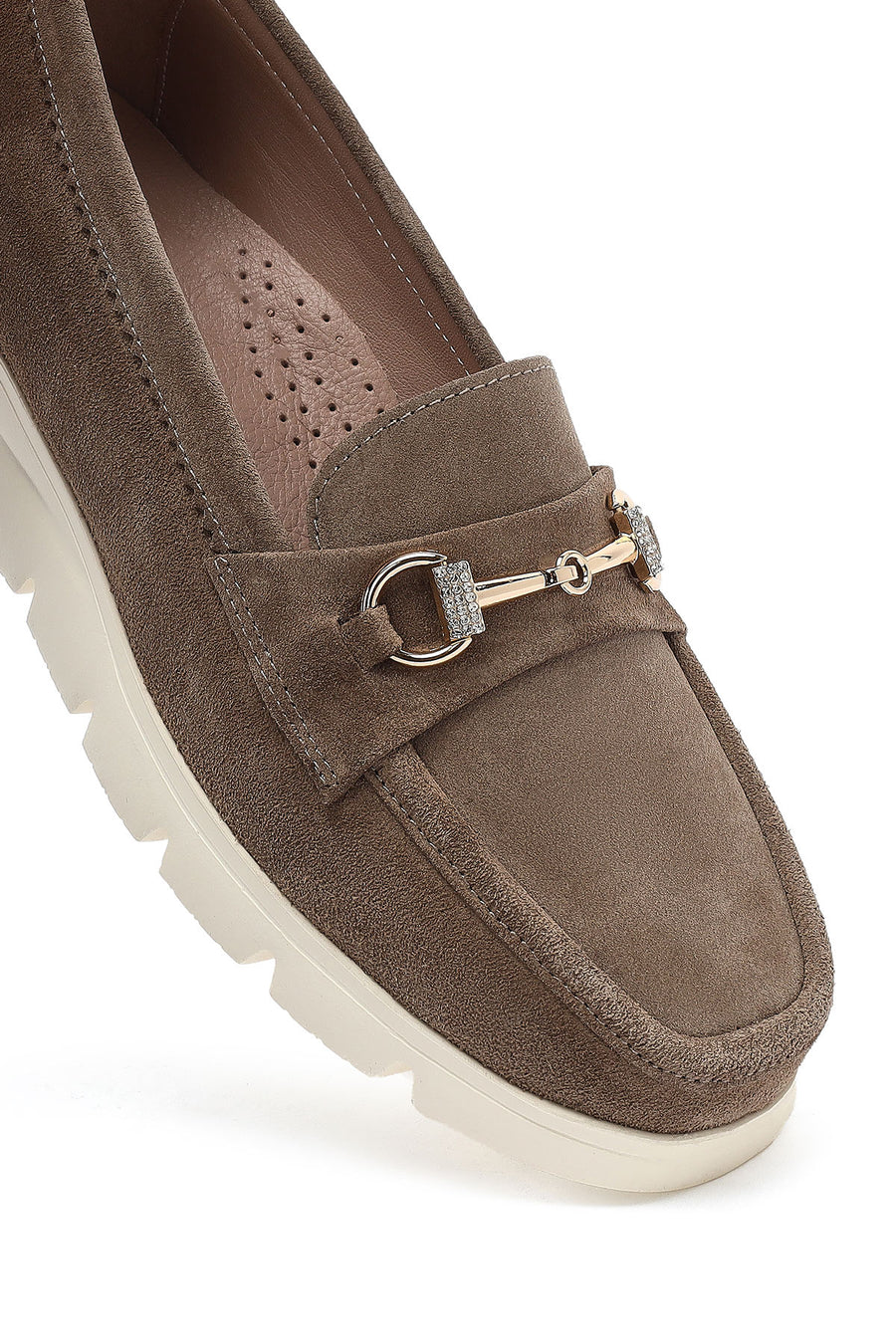Kadın Vizon Dolgu Topuklu Süet Deri Comfort Loafer