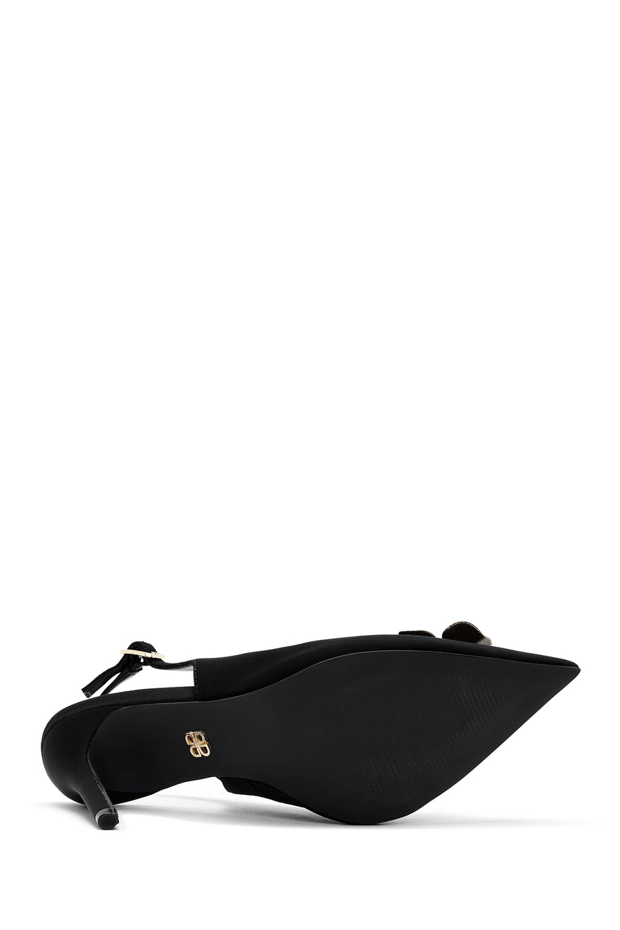 Women's Black Accessory Detailed Open Back Thin Heeled Shoes