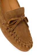Woman Tan Suede Loafer | Derimod