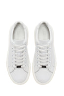 Male White Lace-Up Thick-Soled Leather Sneaker | Derimod
