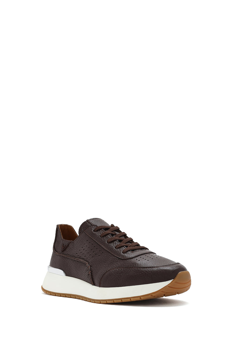 Erkek Kahverengi Bağcıklı Kalın Tabanlı Deri Casual Sneaker