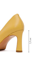 Kadın Sarı Kalın Topuklu Deri Stiletto | Derimod