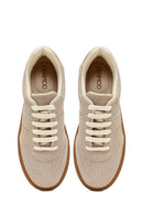 Kadın Bej Bağcıklı Süet Sneaker | Derimod
