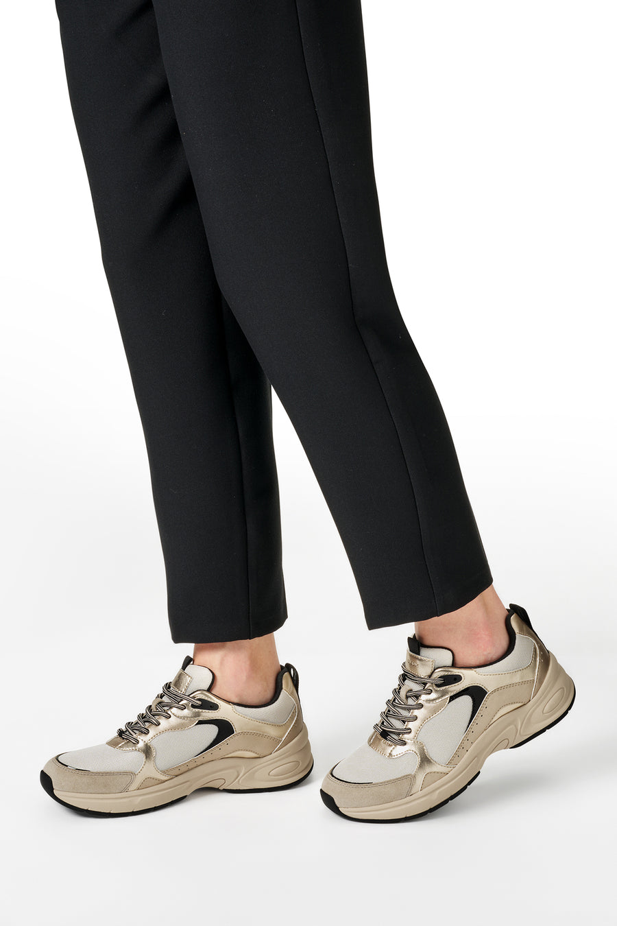 Geox Kadın Bej D Zarvıa A - Mesh+Pearl.Gbk Bağcıklı Kalın Tabanlı Deri Sneaker