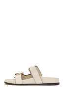 Woman Cream Double-Buckle Slippers | Derimod