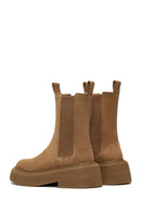 Women's Tan Suede Leather Chelsea Boots | Derimod