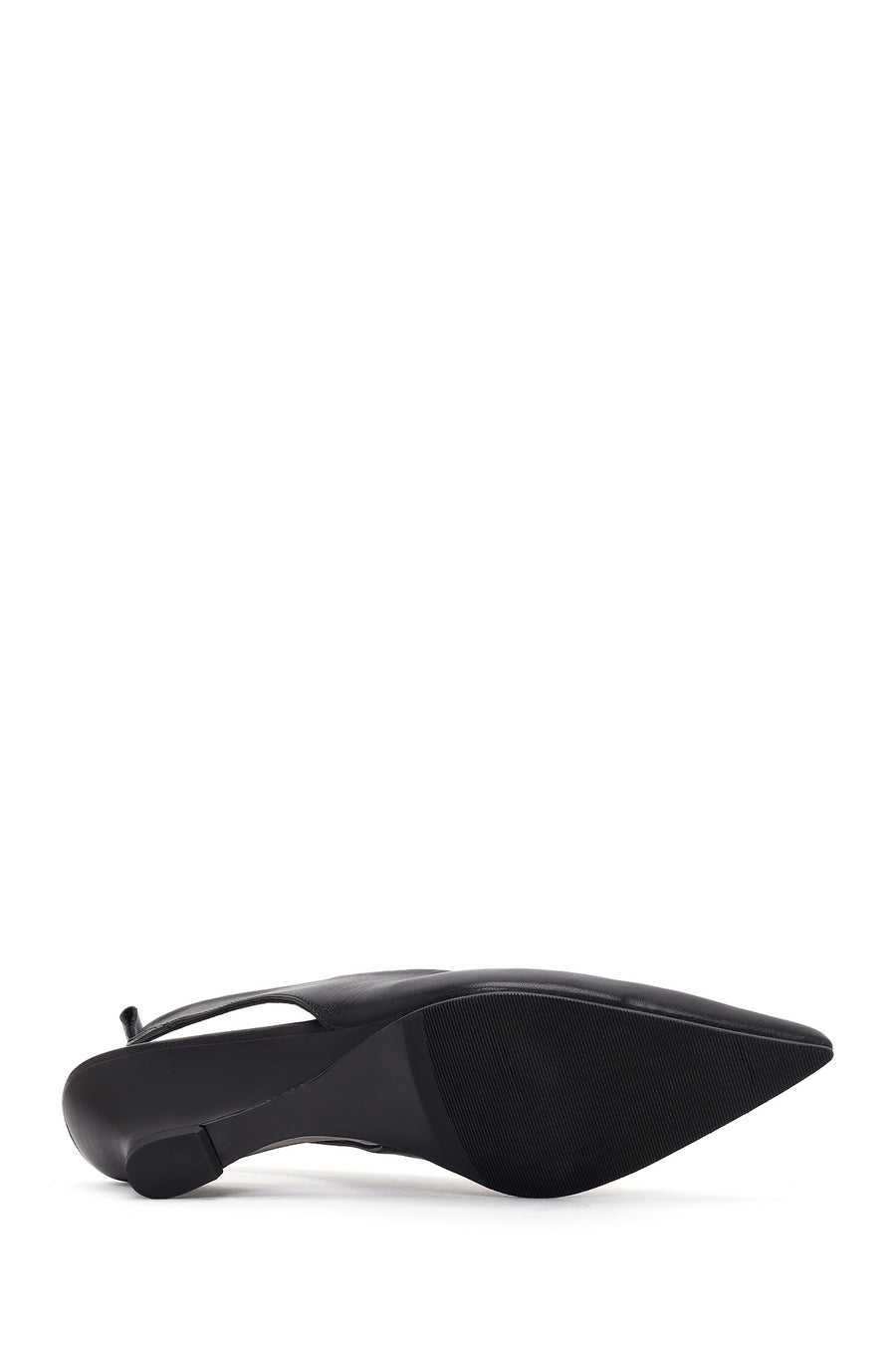 Women's Black Open-Back Heeled Leather Shoes