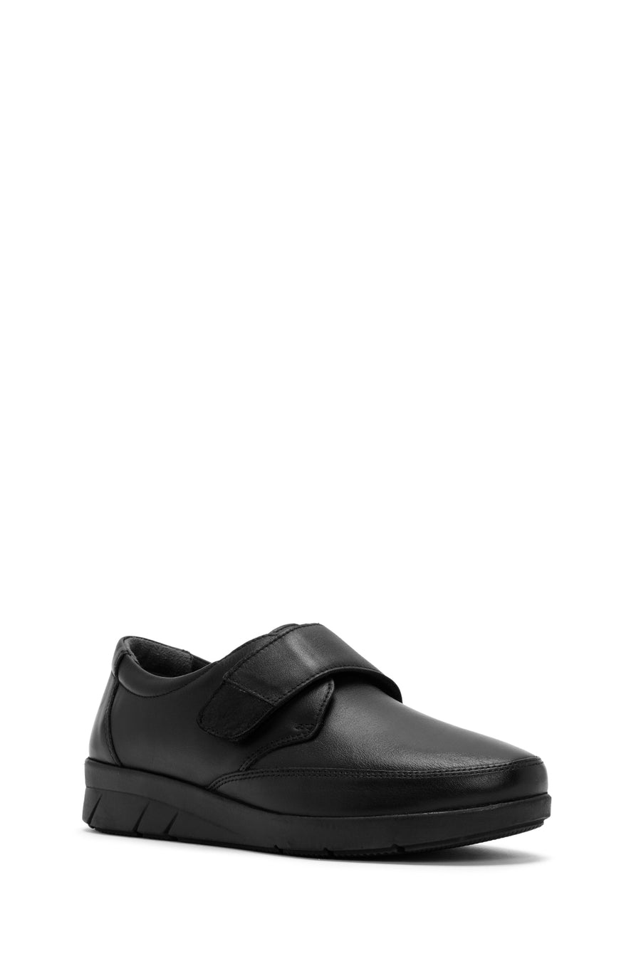 Women's Black Strappy Leather Comfort Shoes