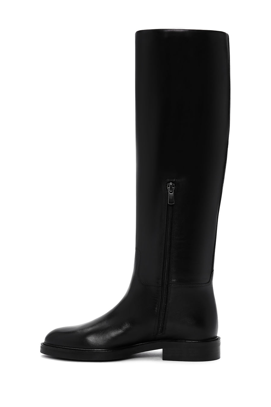 Women's Black Zippered Leather Boots