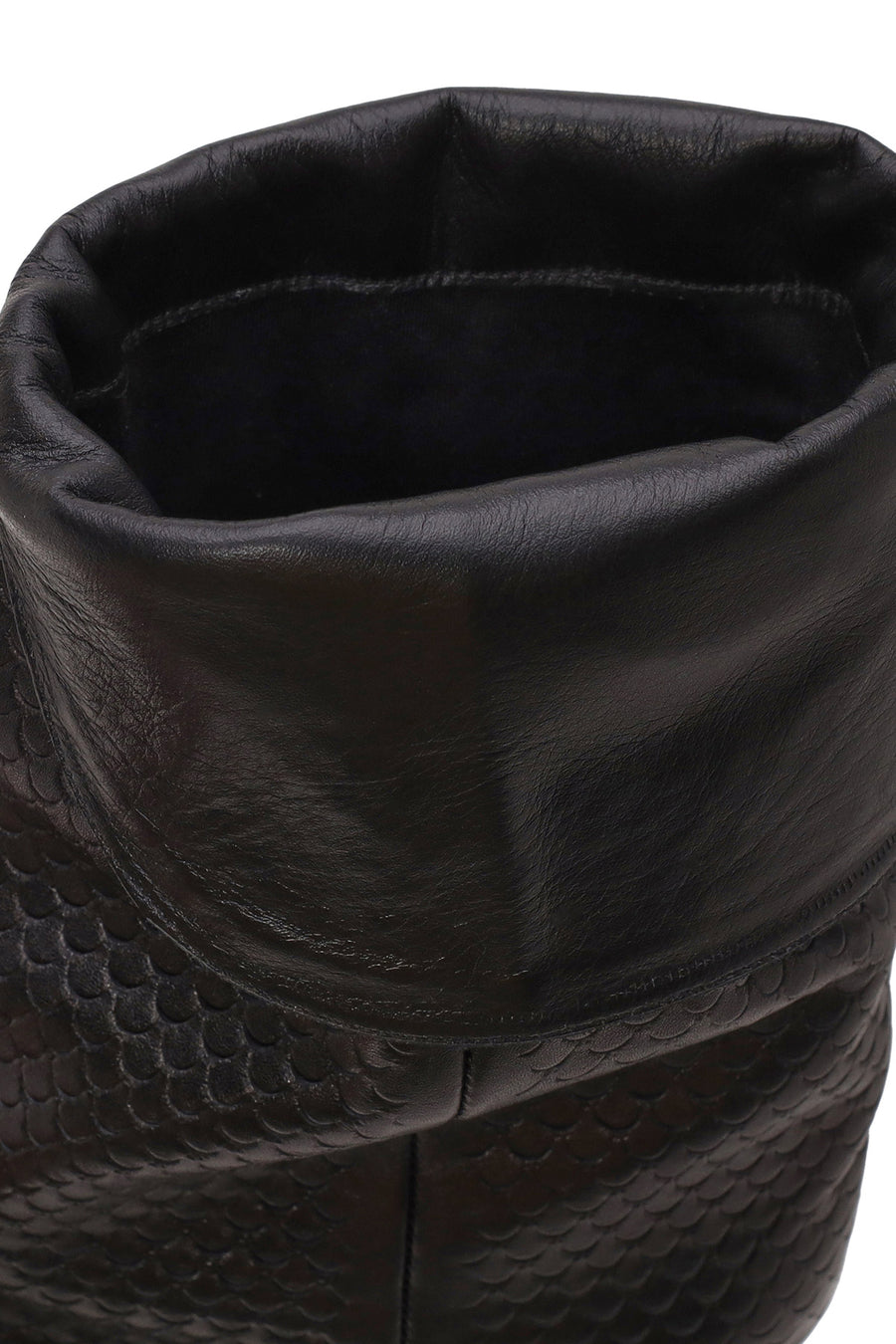 Woman Black Printed Thin-Heel Leather Boots