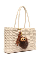 Women's Cream Knitted Charm Shoulder Bag | Derimod