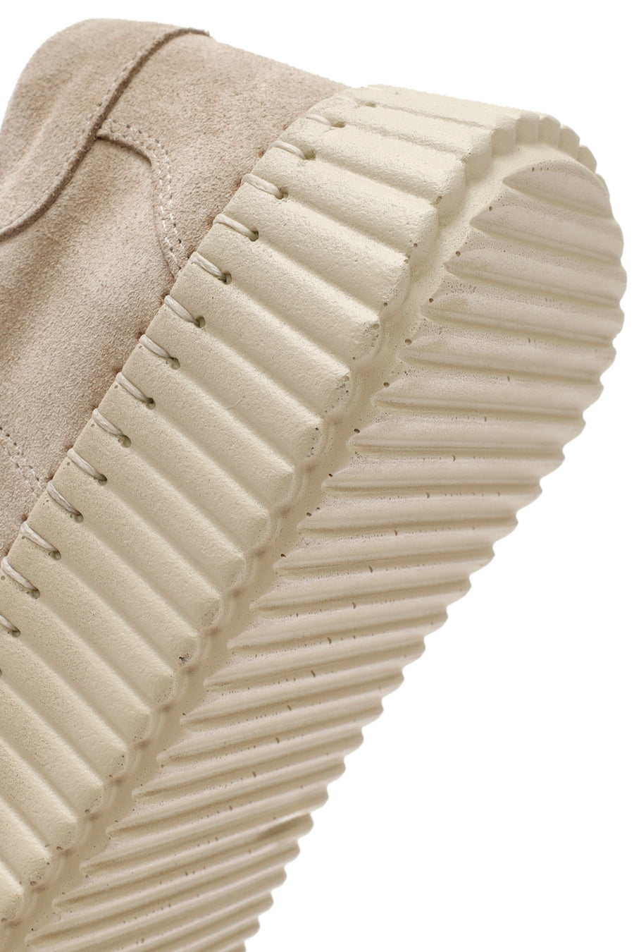 Kadın Bej Bağcıklı Kalın Tabanlı Süet Deri Sneaker