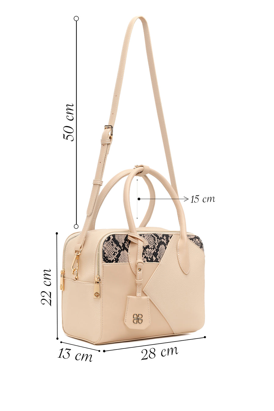 Woman Cream Long Strap Printed Shoulder Bag