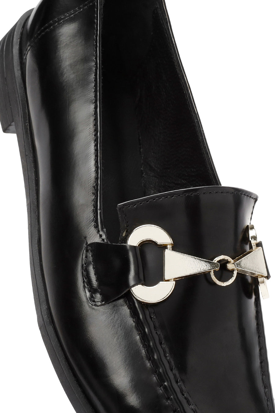 Kadın Siyah Toka Detaylı Deri Maskülen Loafer