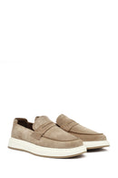 Erkek Bej Süet Deri Casual Loafer | Derimod