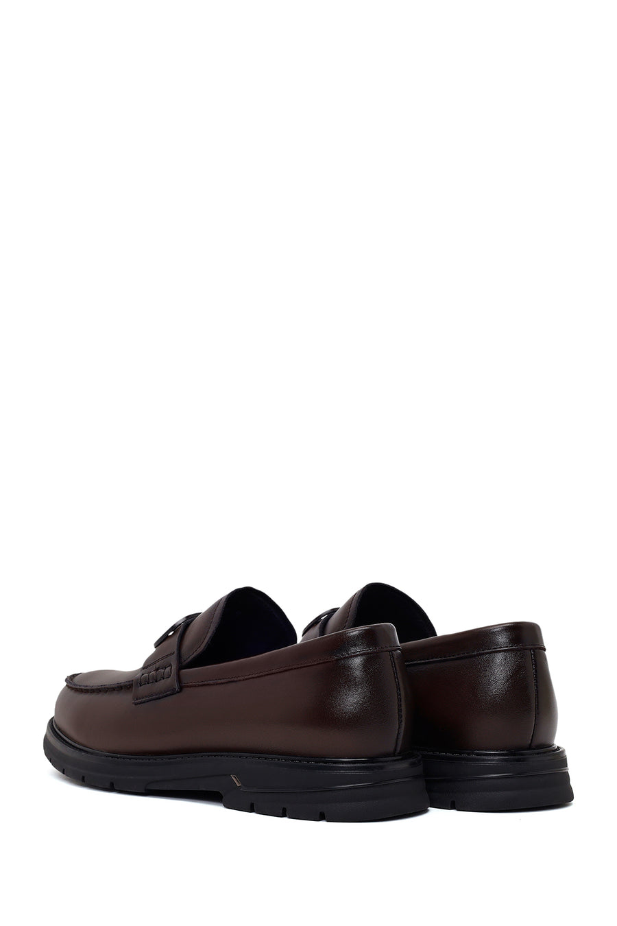Erkek Kahverengi Tokalı Deri Casual Loafer