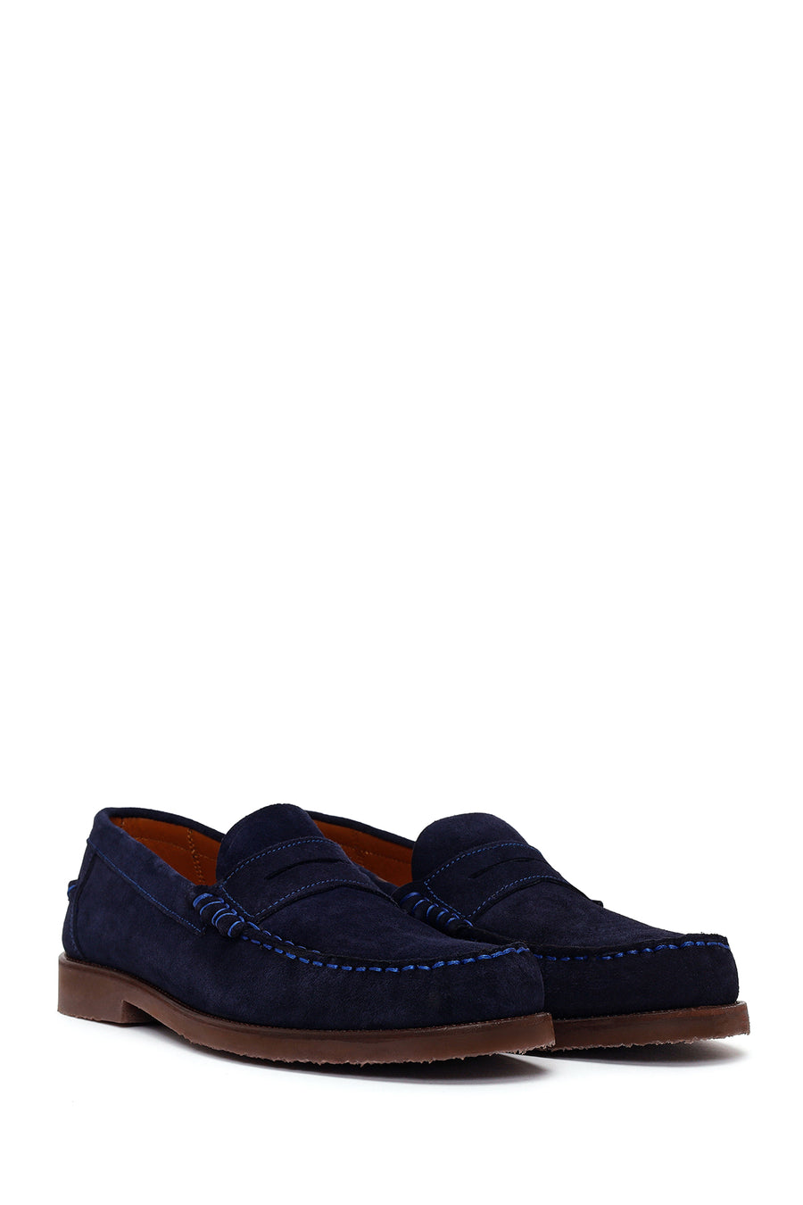 Erkek Lacivert Süet Deri Casual Loafer