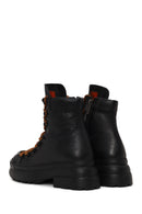 Harley Davidson Woman Black Shorbone Zip Closure Thick-Soled Leather Combat Boots | Derimod