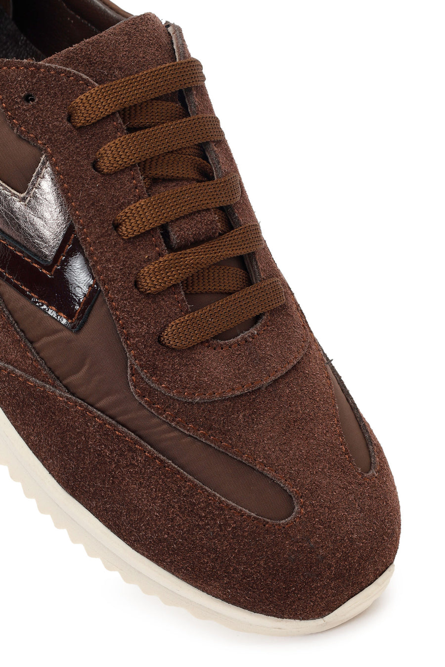 Kadın Kahverengi Bağcıklı Süet Deri Sneaker