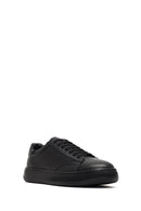 Erkek Siyah Bağcıklı Kalın Tabanlı Deri Sneaker | Derimod