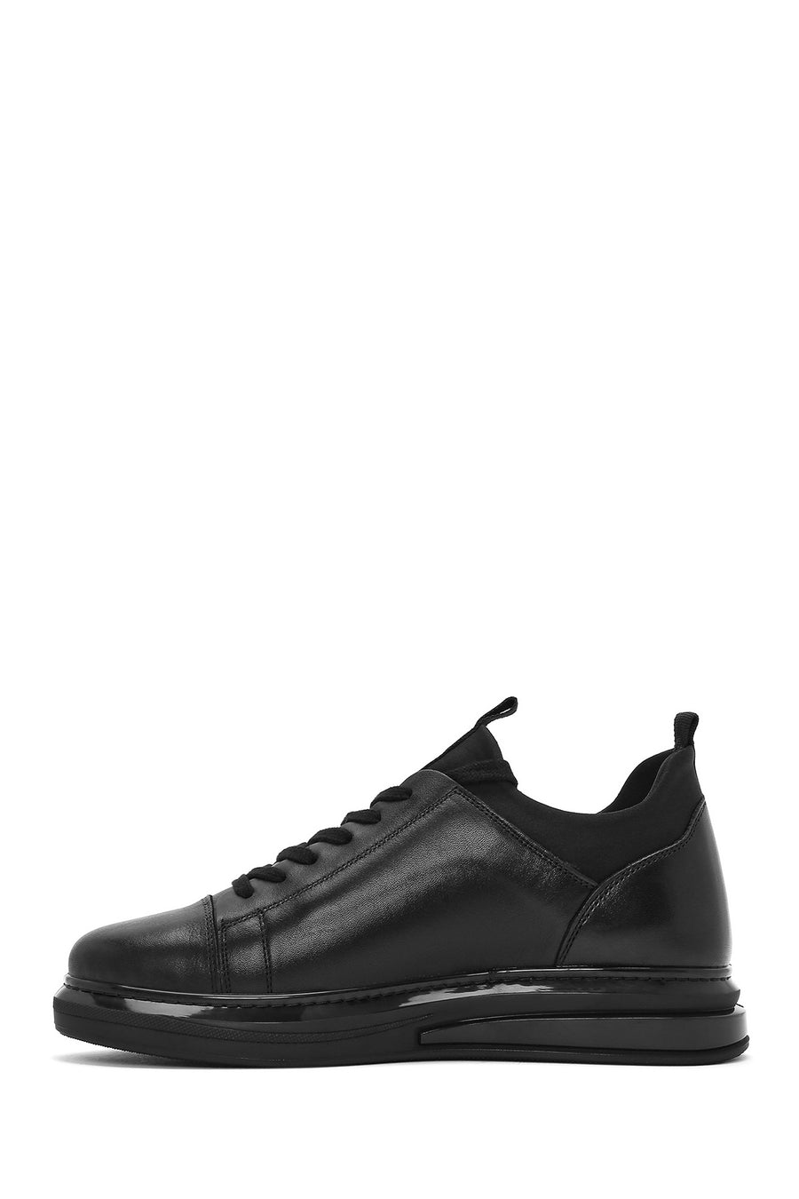 Men's Black Lace-up Leather Sneaker