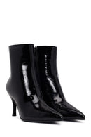 Woman Black Zip Closure Stiletto-Heel Patent Leather Leather Boots | Derimod