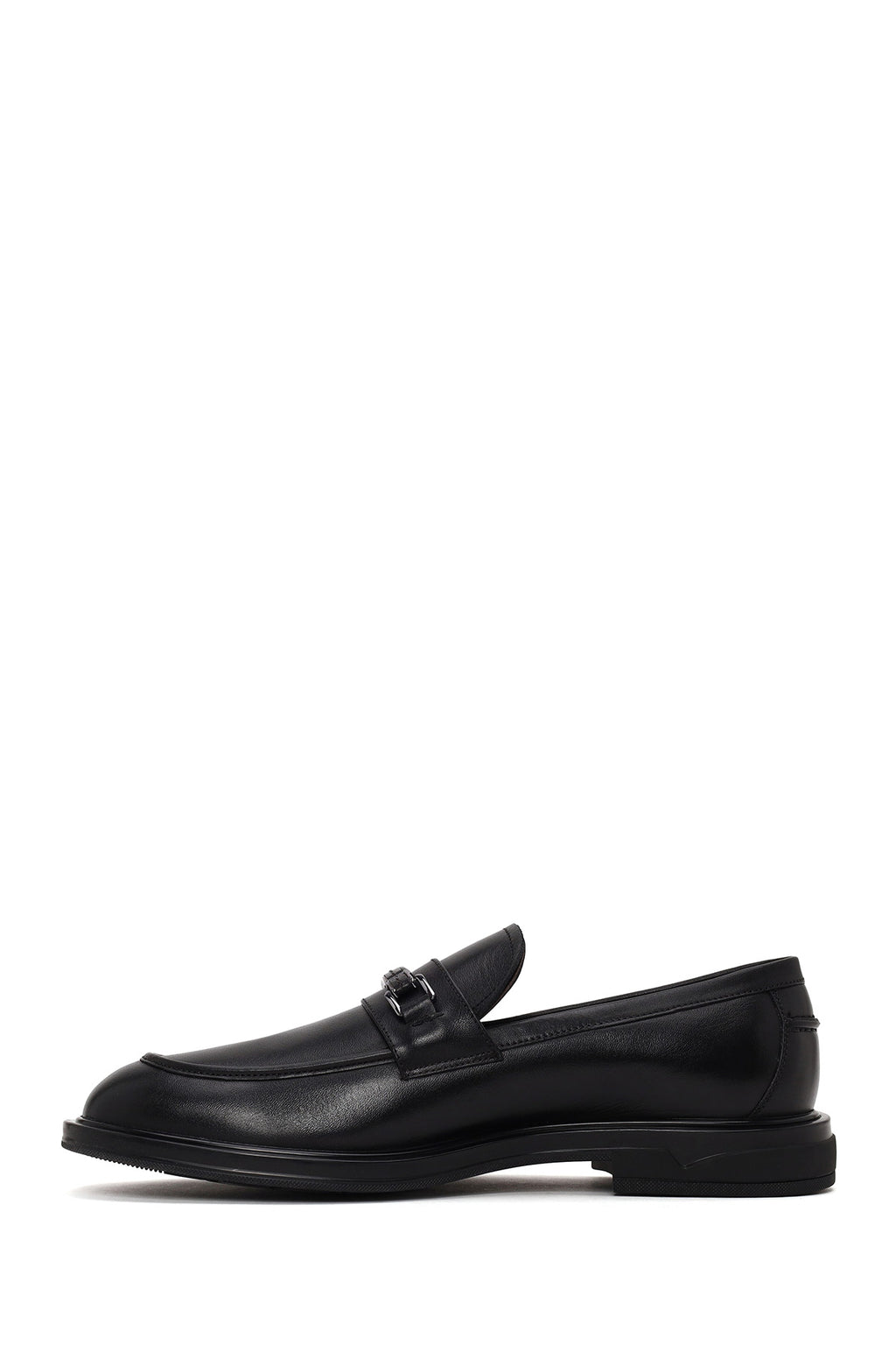 Erkek Siyah Tokalı Deri Klasik Loafer