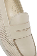 Women's Cream Wedge Heel Leather Comfort Loafer | Derimod