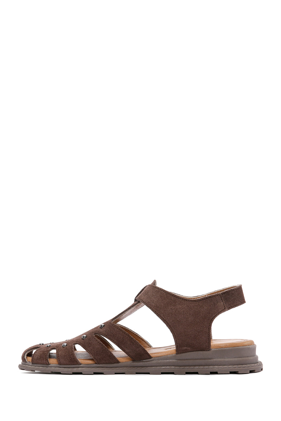 Women's Mink Ankle Strap Suede Leather Sandals