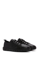 Woman Black Lace-up Patterned Leather Comfort Shoes | Derimod