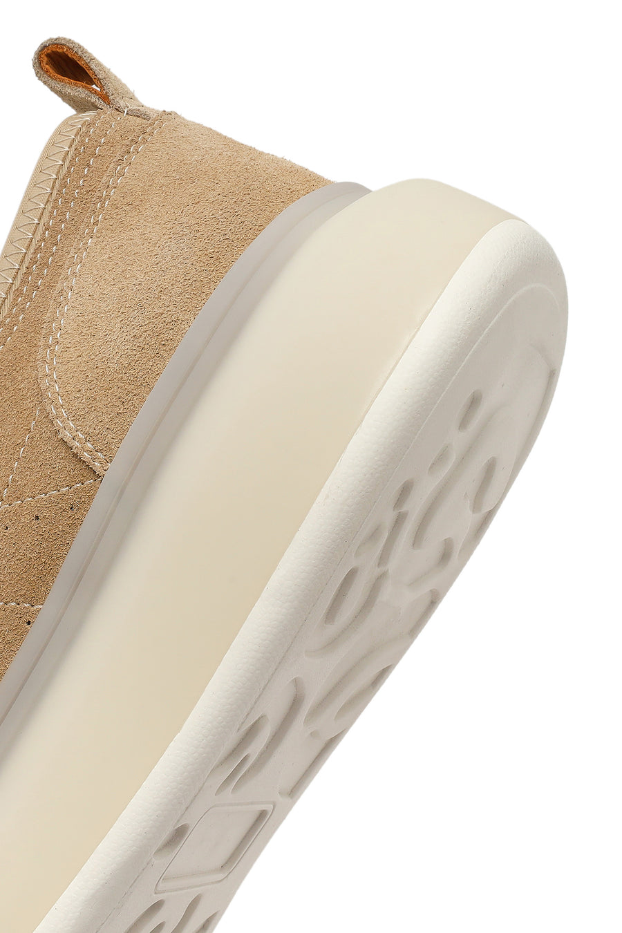 Erkek Bej Bağcıklı Kalın Tabanlı Süet Deri Sneaker