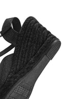 Women's Black Glitter Ankle Buckle Wedge Heel Espadrille Sandals | Derimod