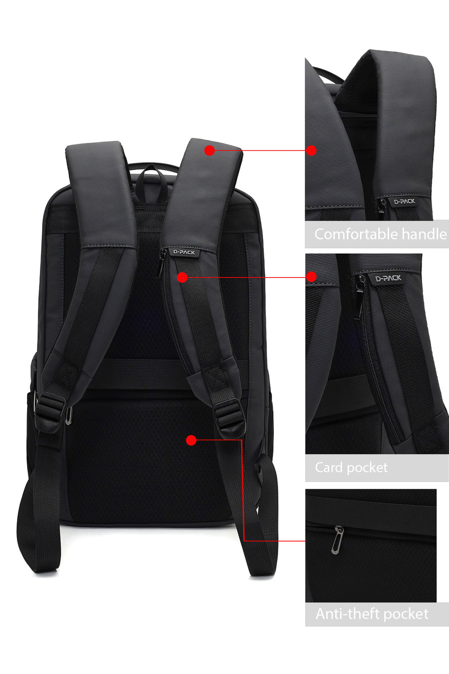 D-Pack Unisex Gri Teknolojik Kumaş Hardcase Sırt Çantası