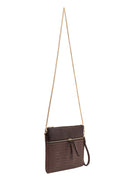 Woman Brown Long Chain Strap Wicker Clutch Bag | Derimod