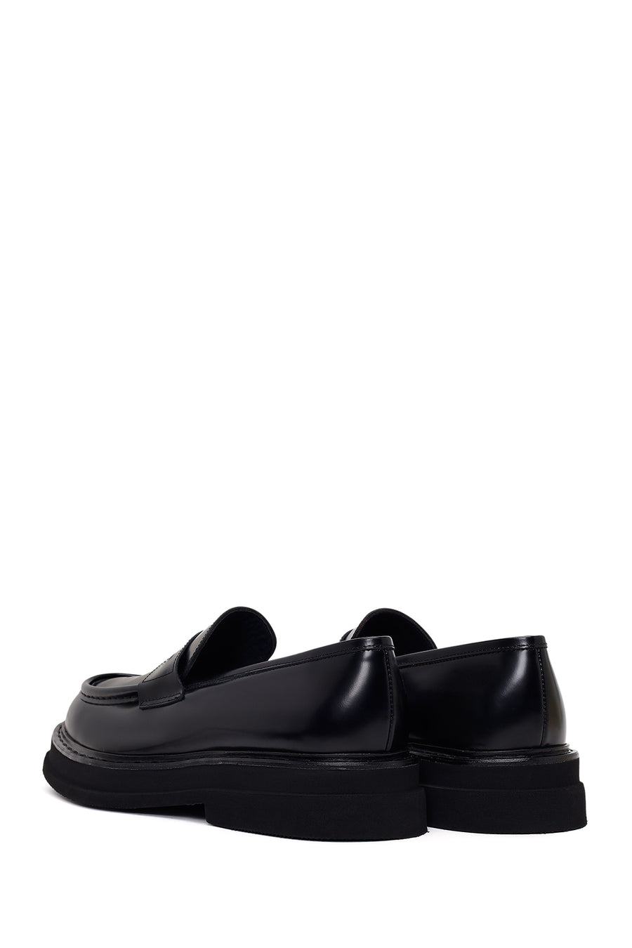 Male Black Thick-Soled Leather Loafer
