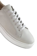 Erkek Beyaz Kalın Tabanlı Bağcıklı Deri Sneaker | Derimod