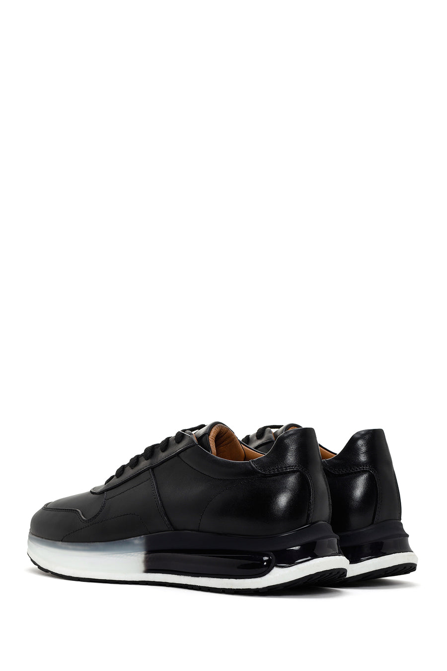 Men's Black Thick Sole Lace Up Leather Sneaker