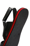 Men's Black Strappy Leather Sandals | Derimod