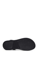 Women's Black Leather Comfort Sandals | Derimod