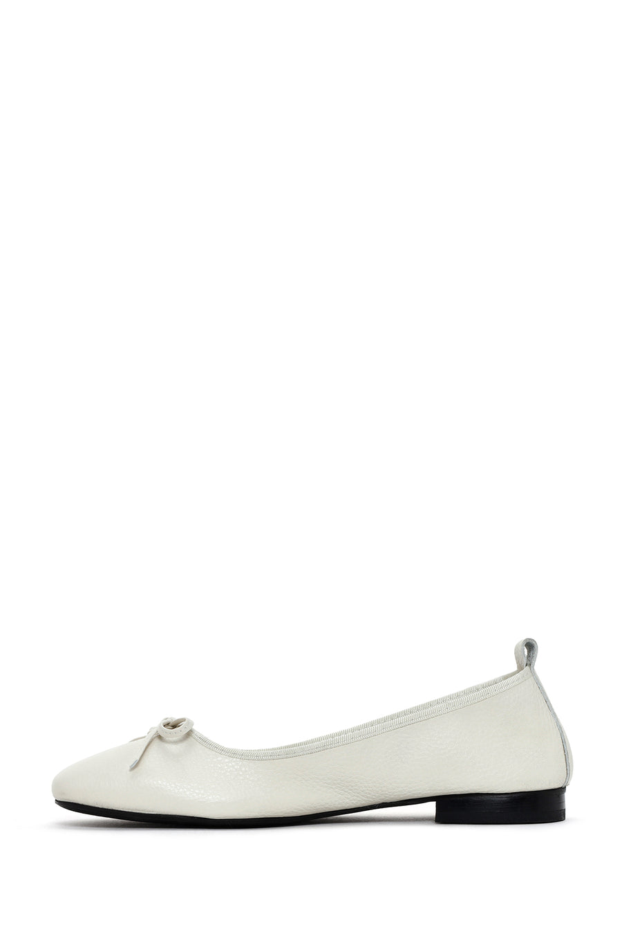 Women's White Leather Ballerinas with Buckle Detail