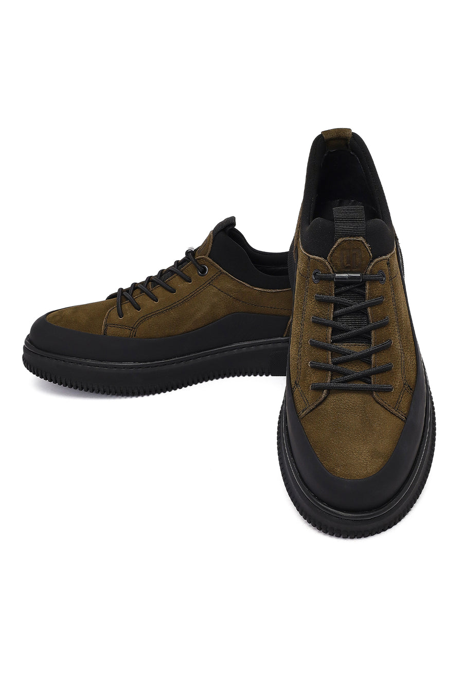 Erkek Haki Bağcıklı Nubuk Deri Sneaker