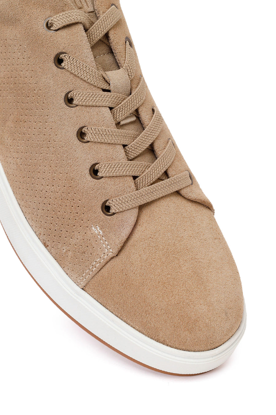 Erkek Bej Bağcıklı Süet Deri Sneaker