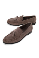 Erkek Gri Püsküllü Süet Deri Casual Loafer | Derimod