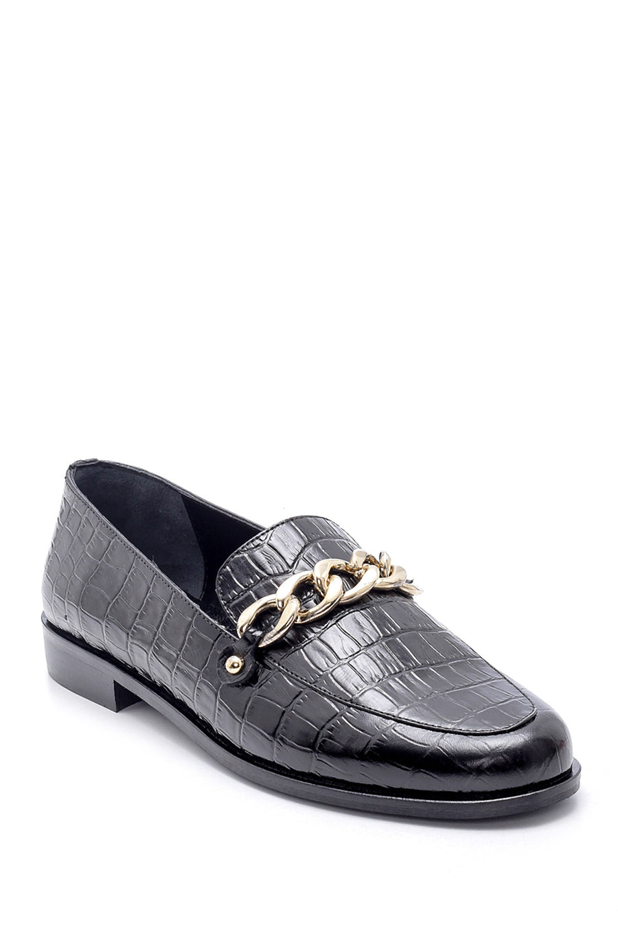 Kadın Deri Kroko Desenli Loafer