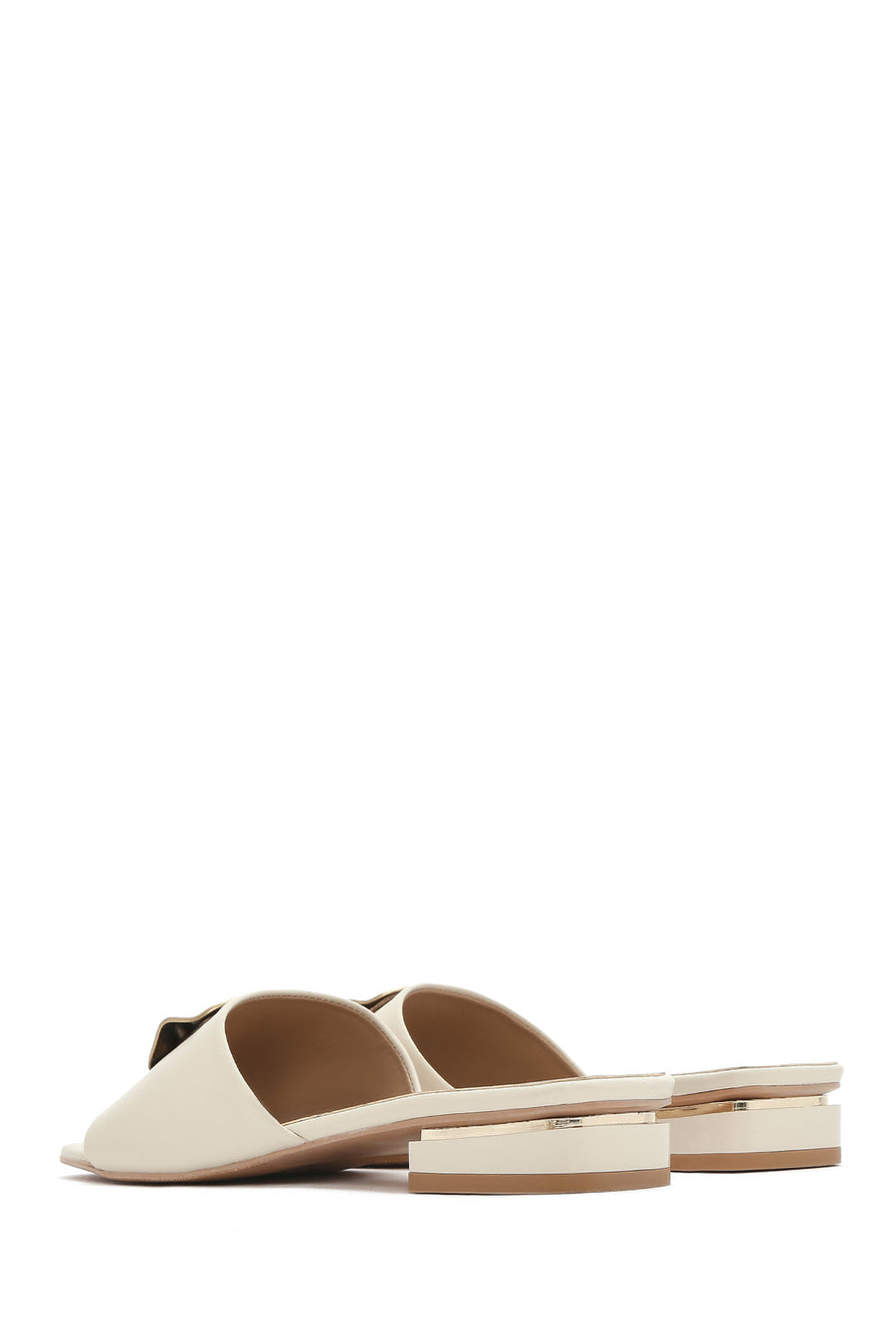 Women's Cream Accessory Leather Slippers