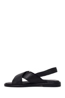 Woman Black Leather Sandal | Derimod