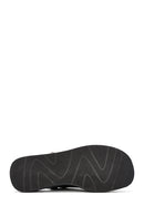 Women's Black Ankle Buckle Thick Soled Leather Sandals | Derimod