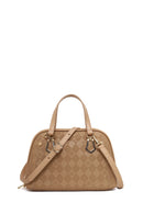 Woman Beige Long-Strap Printed Shoulder Bag | Derimod